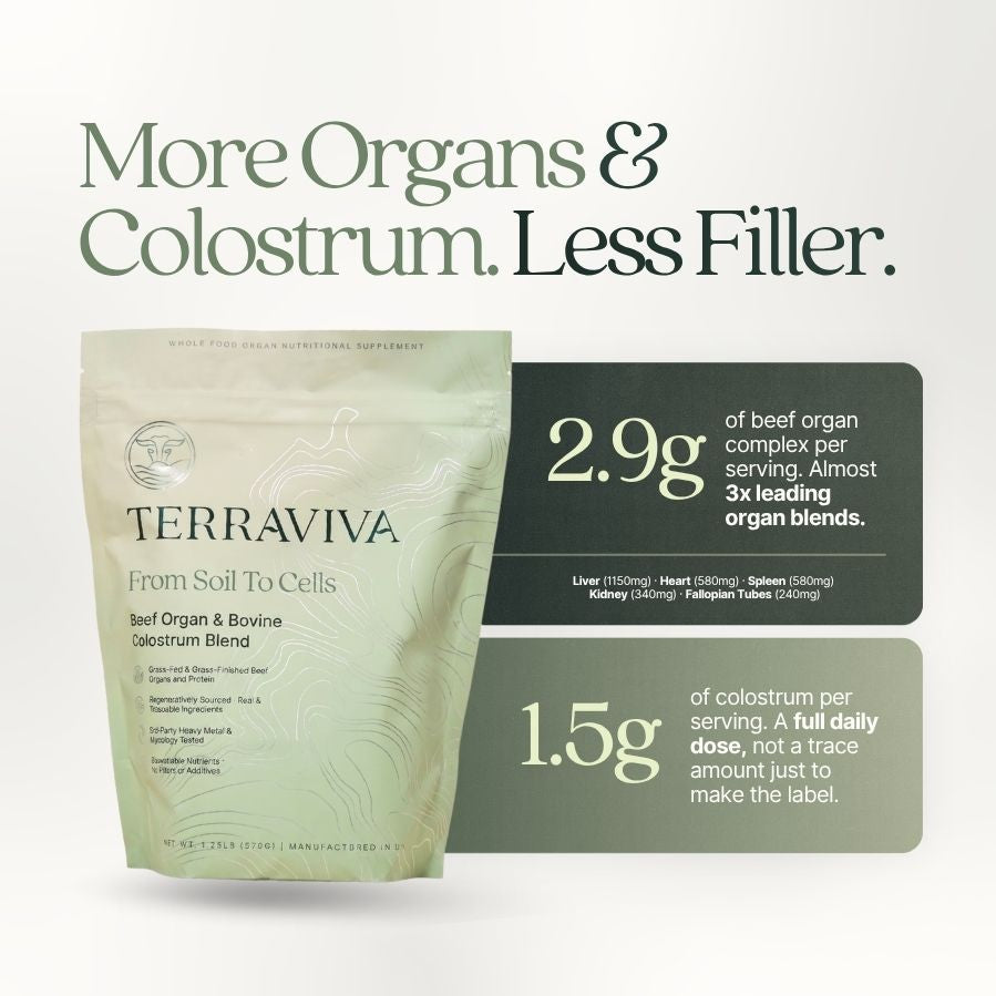 Terraviva Health Grass-Fed Beef Organ & Bovine Colostrum Supplement Powder